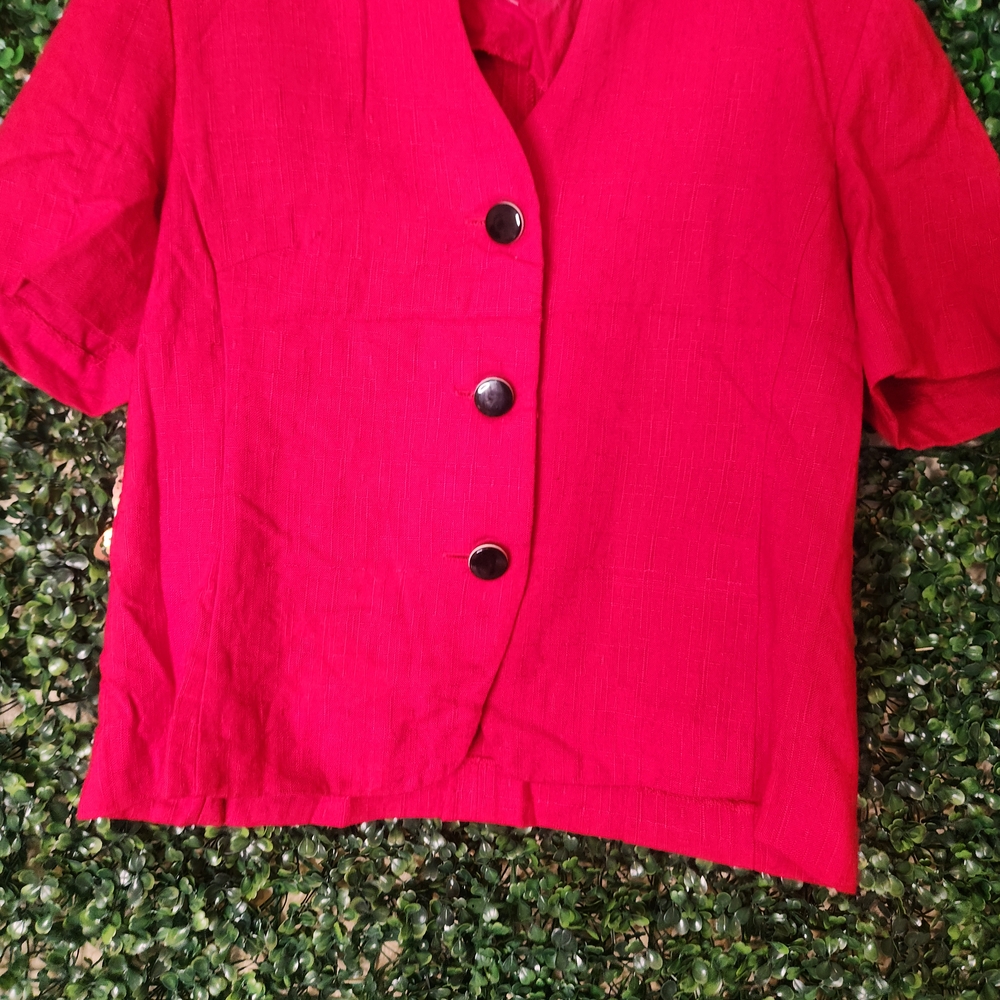 Vintage Leslie Fay Vibrant Red Button-Down Shirt/jacket